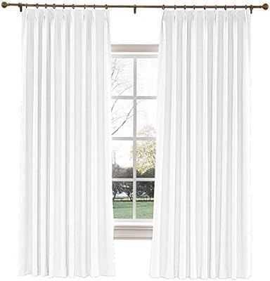 TWOPAGES 100 W x 84 L inch Pinch Pleat Darkening Drapes Faux Linen Curtains with Blackout Lining ... | Amazon (US)