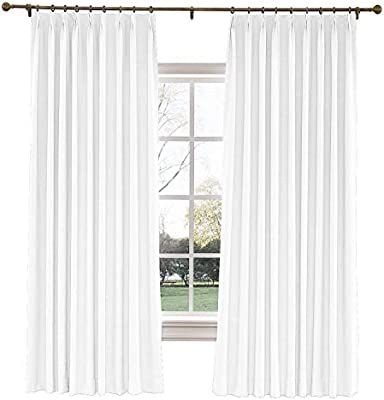 TWOPAGES 100 W x 84 L inch Pinch Pleat Darkening Drapes Faux Linen Curtains with Blackout Lining ... | Amazon (US)