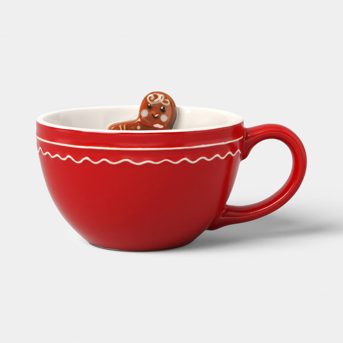13 fl oz Christmas Stoneware Gingerbread Peek-a-boo Mug Red - Wondershop™ | Target