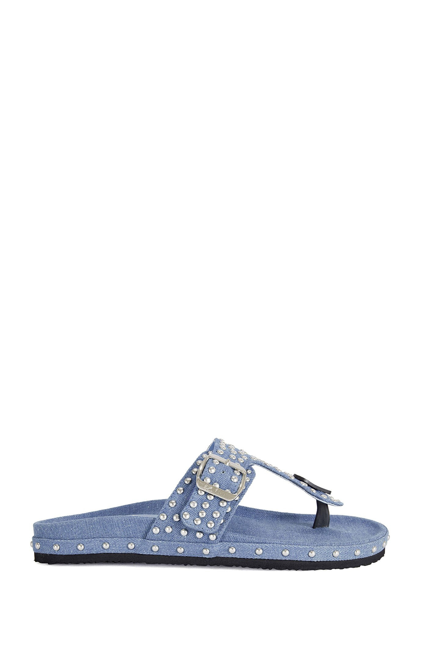 AZALEA WANG Women's Daisy Chain Denim Studded Sandals in Denim Blue - Size 6 | PacSun