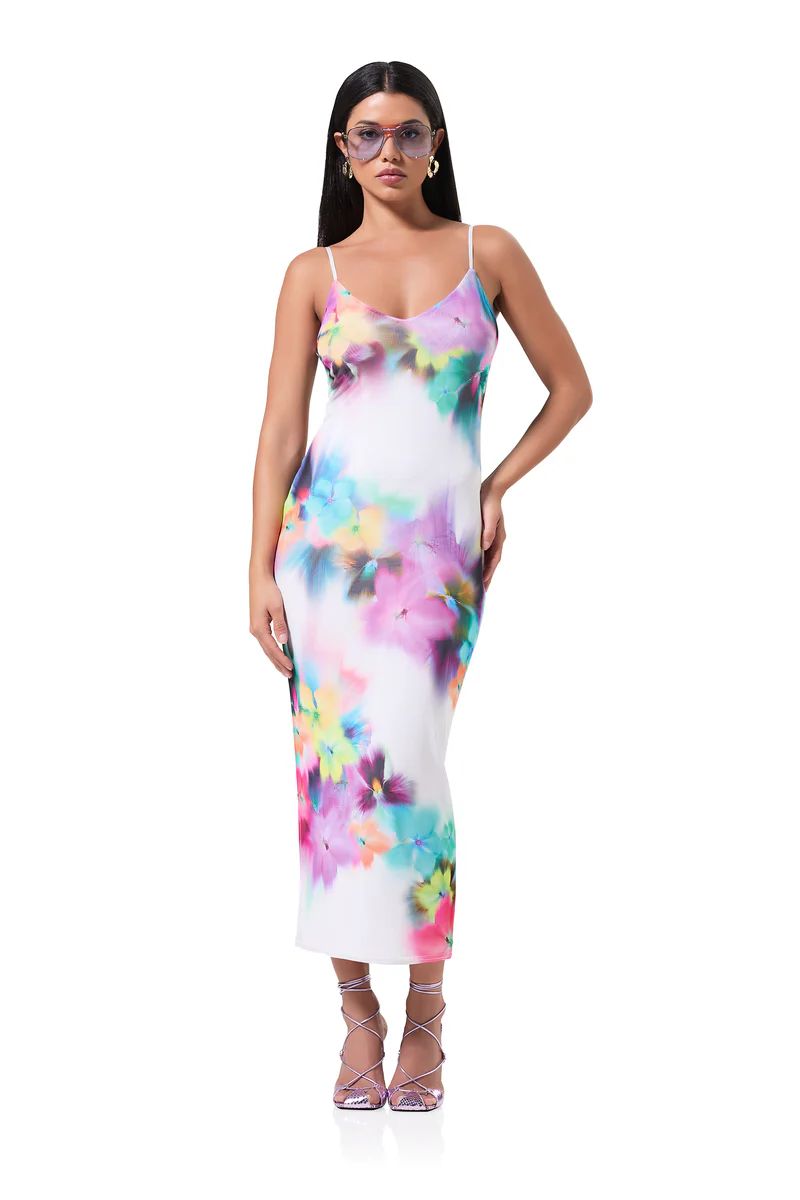 Amina Mesh Dress - Blur Pansy | ShopAFRM