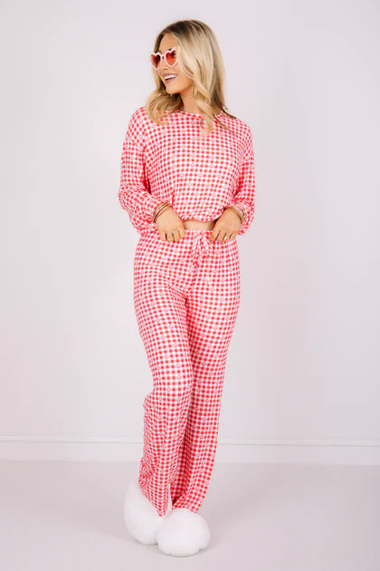 Z Supply So Sweet Red Gingham Wide Leg Lounge Pant | The Willow Tree