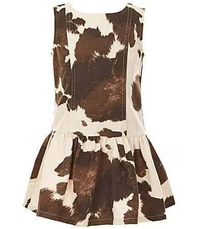 GB Little Girls Sleeveless Cow Print Drop Waist Mini Dress - 3T | Dillard's