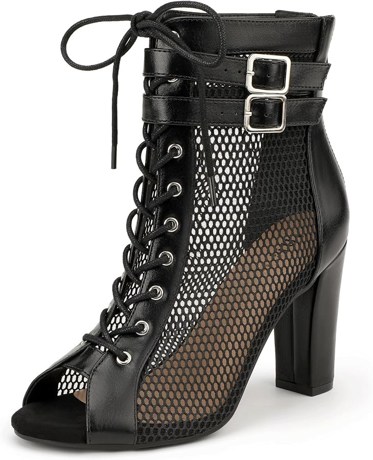 IDIFU IN4 High Heels for Women Peep Toe Mesh Heeled Sandals | Amazon (US)