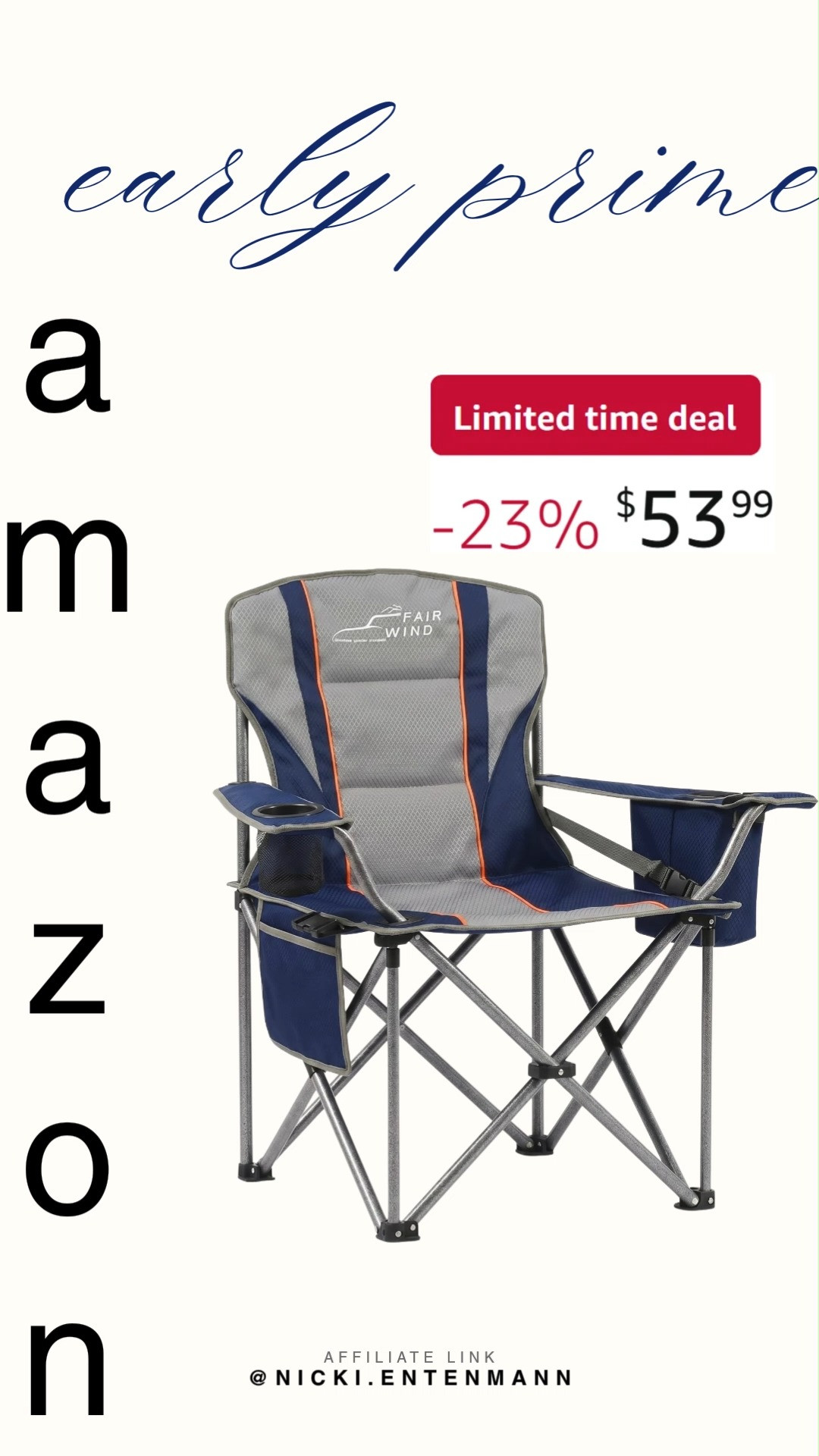 FAIR WIND Padded Camping Chair delivers comfort and strength with 500lbs capacity. Oversized design, lumbar support, cooler bag, and cup holder make outdoor lounging easy, portable, and built for adventure. 🪑🌲🍹  

#CampingChair #OutdoorGear #HeavyDutyChair #PortableChair #LawnChair #LumbarSupport #CoolerBag #CupHolder #CampingEssentials #FairWind 

 #LTKdayinmylife #LTKSaleAlert #LTKTravel
