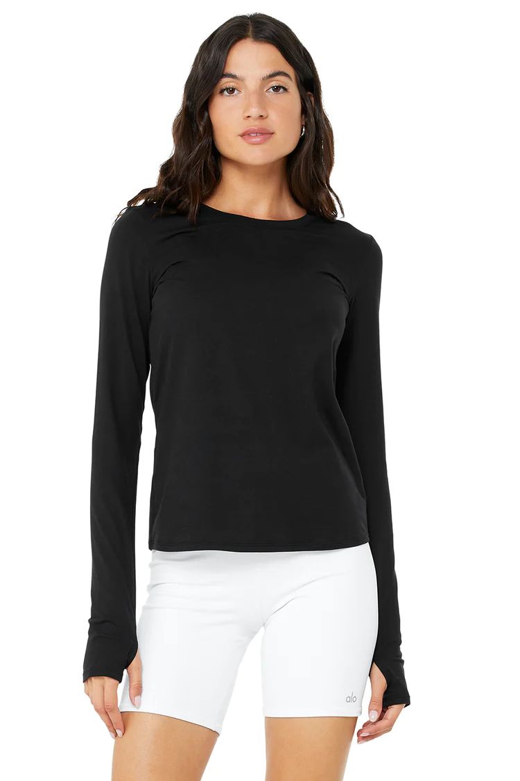 Alosoft Finesse Long Sleeve Top - Black | Alo Yoga