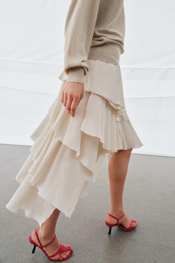 ZW COLLECTION FLOWING RUFFLE SKIRT | Zara UK