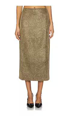PatBO Weave Midi Skirt in Gold from Revolve.com | Revolve Clothing (Global)
