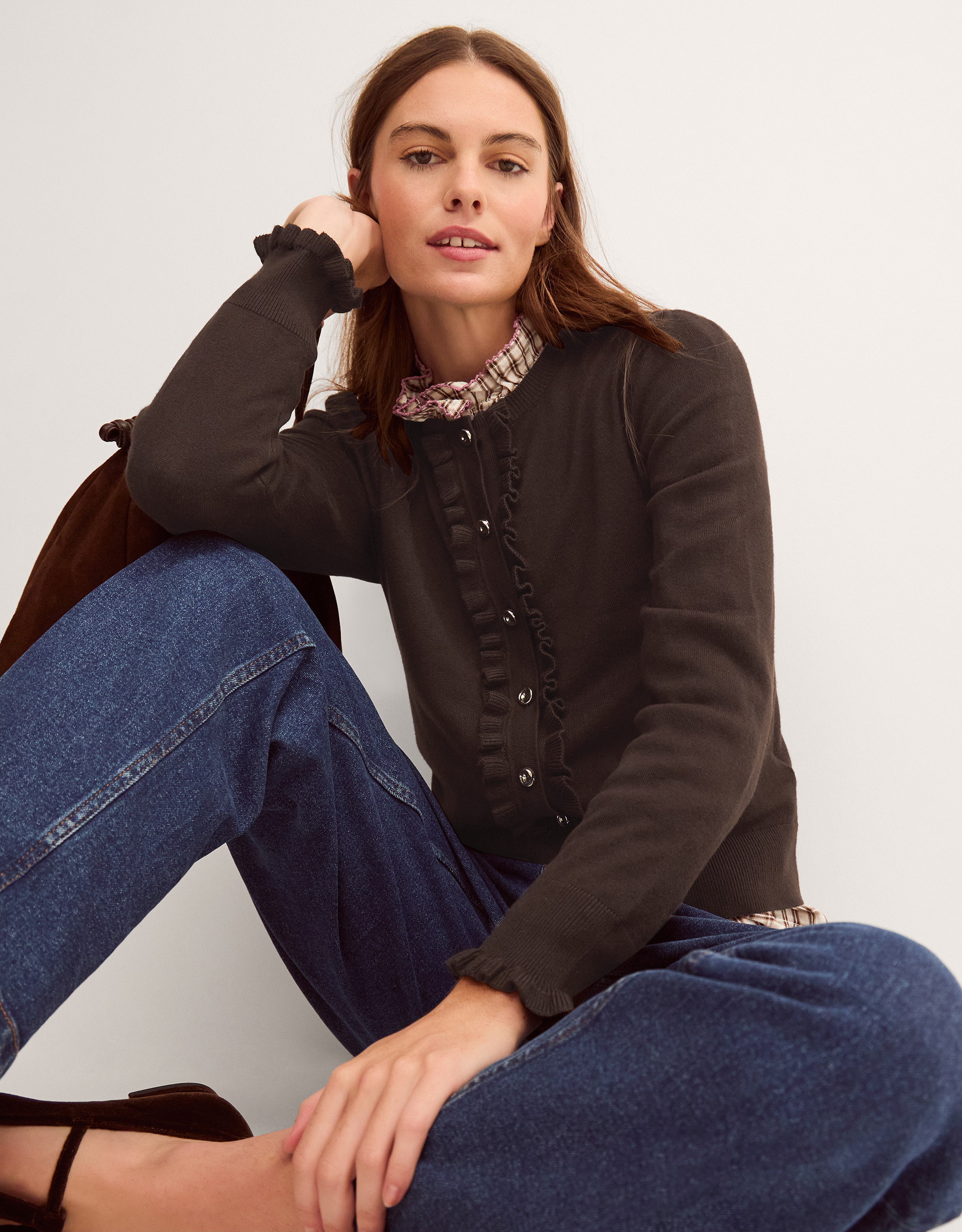 Ruby Frill Cardigan Brown | Monsoon (UK)