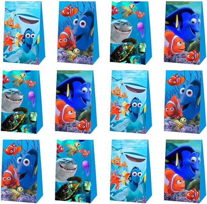 12Pcs Finding Nemo Party Gift Bags Goodie Bags for Kids Birthday Decorations Party Supplies | Amazon (US)