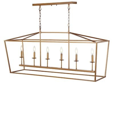 JONATHAN  Y Classic 6-Light Antique Gold Farmhouse Lantern LED Kitchen Island Light Lowes.com | Lowe's