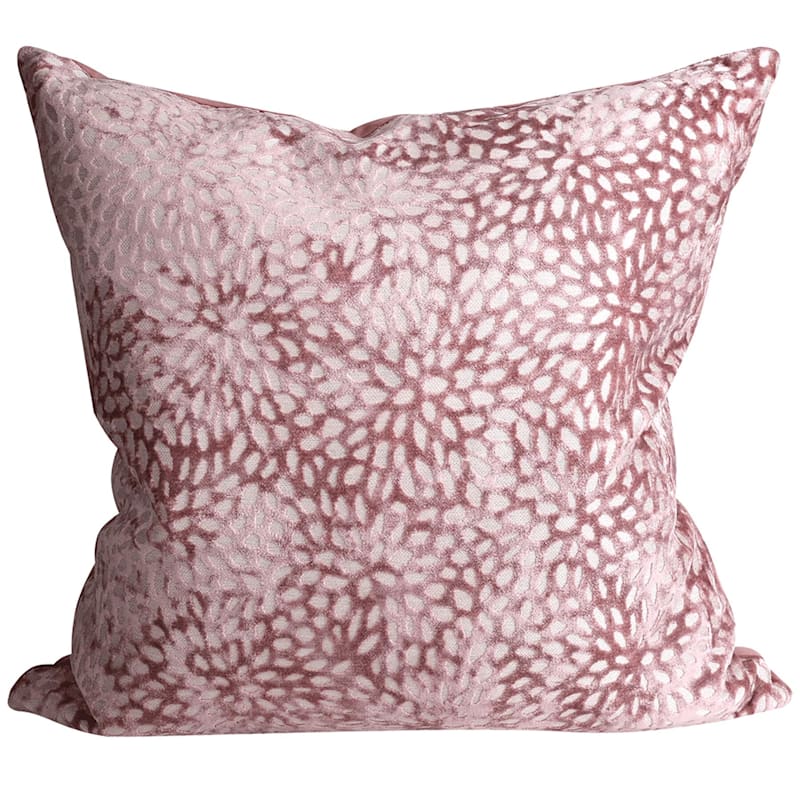 Pink Magnolia Patterned Velvet Throw Pillow, 20" | At Home