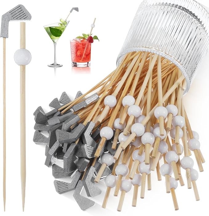400 Pcs Golf Toothpicks & Golf Cocktail Picks, 4.7" & 5.1" Bamboo Appetizer Skewers, GolfBall and... | Amazon (US)