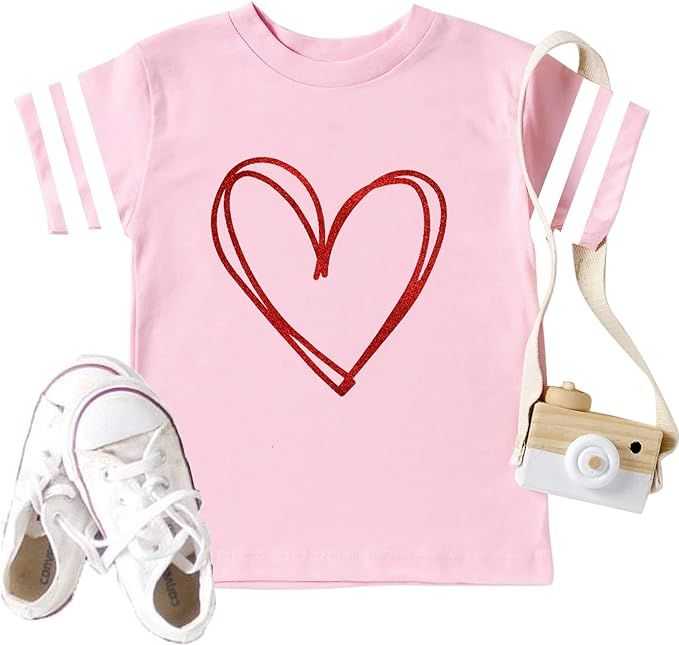 Valentine's Day Shirts Toddler Boys Girls Valentine Heart Graphic T-Shirt Casual Short Sleeve Tee... | Amazon (US)