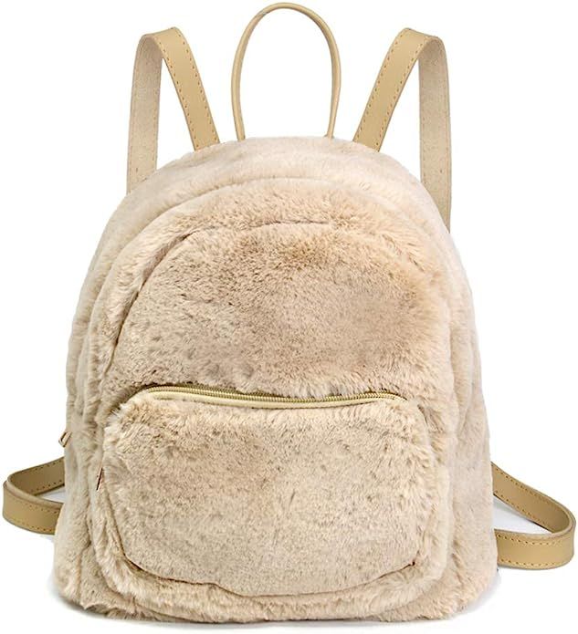 Me Plus Women's Soft Faux Fur Fuzzy Mini Backpack, Shoulder bag Purse, Schoolbag | Amazon (US)