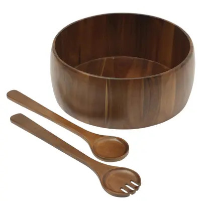 Gibson Elite Laurelton Large Acacia Wood Salad Serving Bowl Set in Brown at Nordstrom | Nordstrom