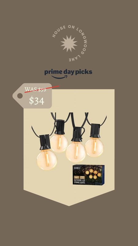 Amazon Prime Early Access Sale, Picks! Outdoor Patio String Lights. 30 Dimmable Plastic Bulbs. Waterproof Hanging Lights. You save 54% OFF!! #prime