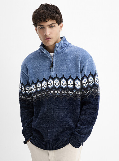 Placed jacquard chenille-knit sweater | Simons