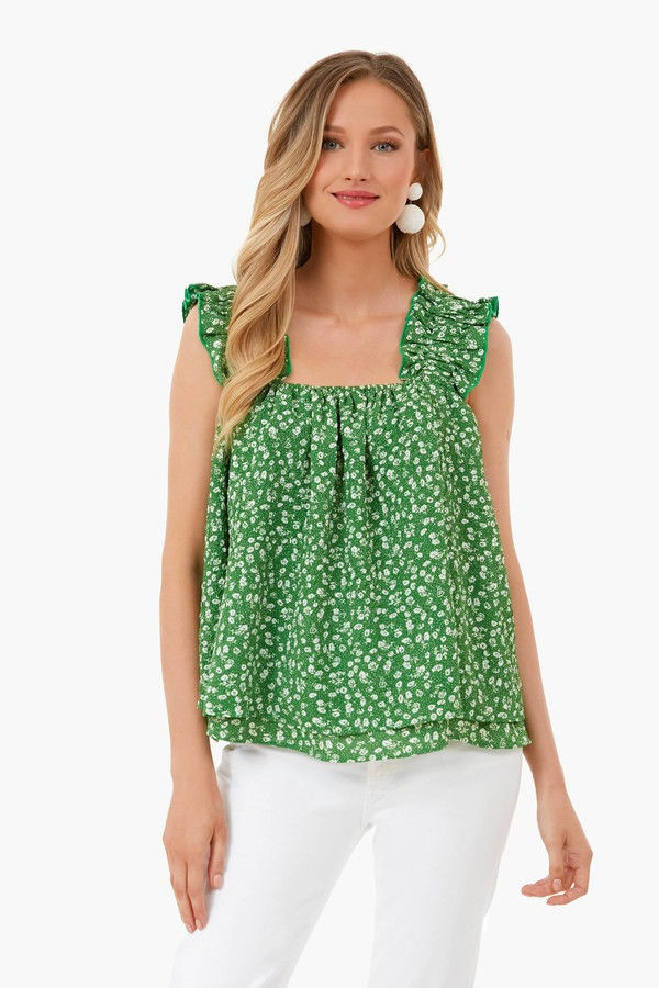 Green Ditsy Floral Taylor Blouse | Tuckernuck (US)