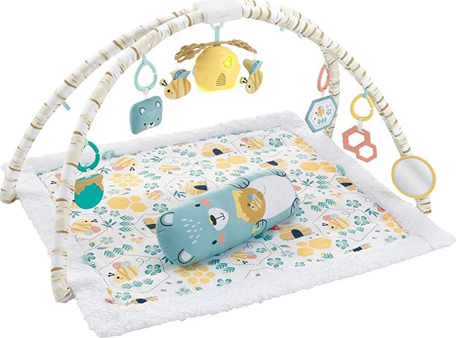 Fisher Price Baby Playmat Honey Bee Music & Lights Activity Gym with Tummy Time Wedge and 6 Senso... | Amazon (US)