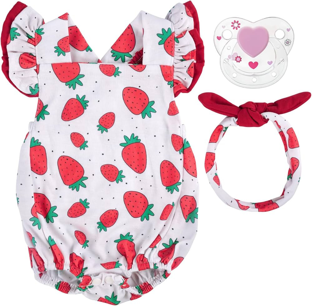 BABESIDE 3Pcs Reborn Baby Doll Clothes for 20- 22 Inch Dolls, Strawberries Baby Doll Clothes Outf... | Amazon (US)