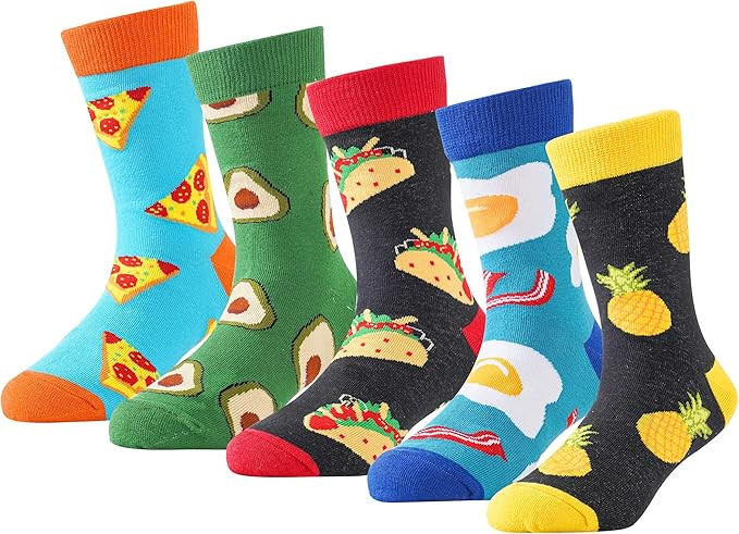 Crazy Socks for Kids Boys Socks 10-12 Years Old Silly Funny School Dress Socks 6-8 Fun Pizza Sock... | Amazon (US)
