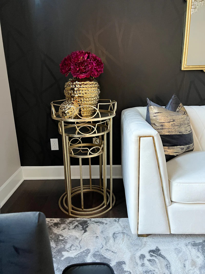 Gold Round Nesting Tables with Antiqued Mirrored Tops | Inspire Me! Home Decor