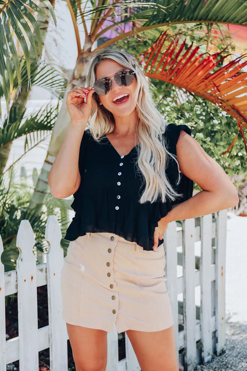 Refined Corduroy Mini Skirt - Natural | Whiskey Darling Boutique