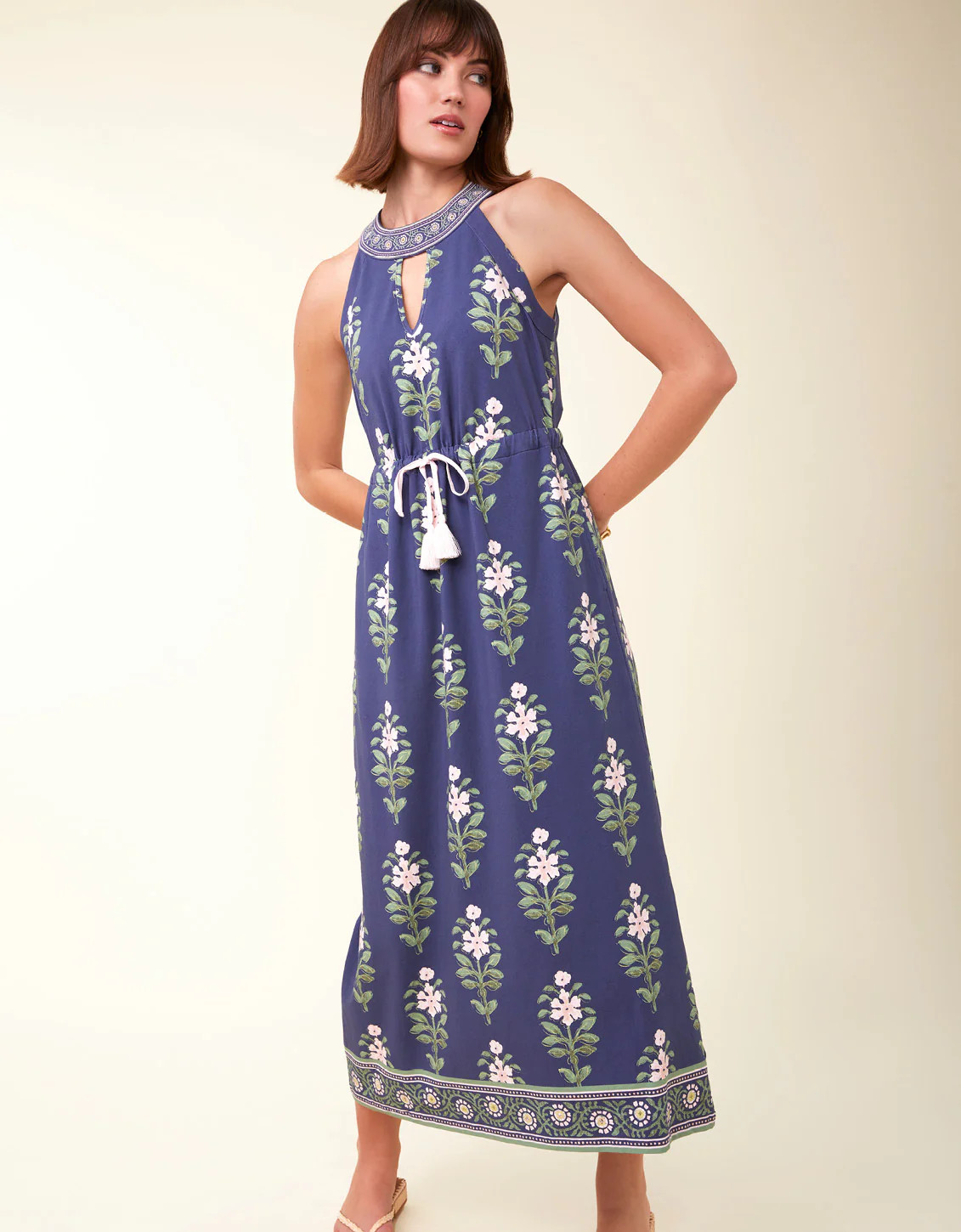 Loretta Jersey Midi Dress Ogeechee Delphinium Navy | Spartina 449