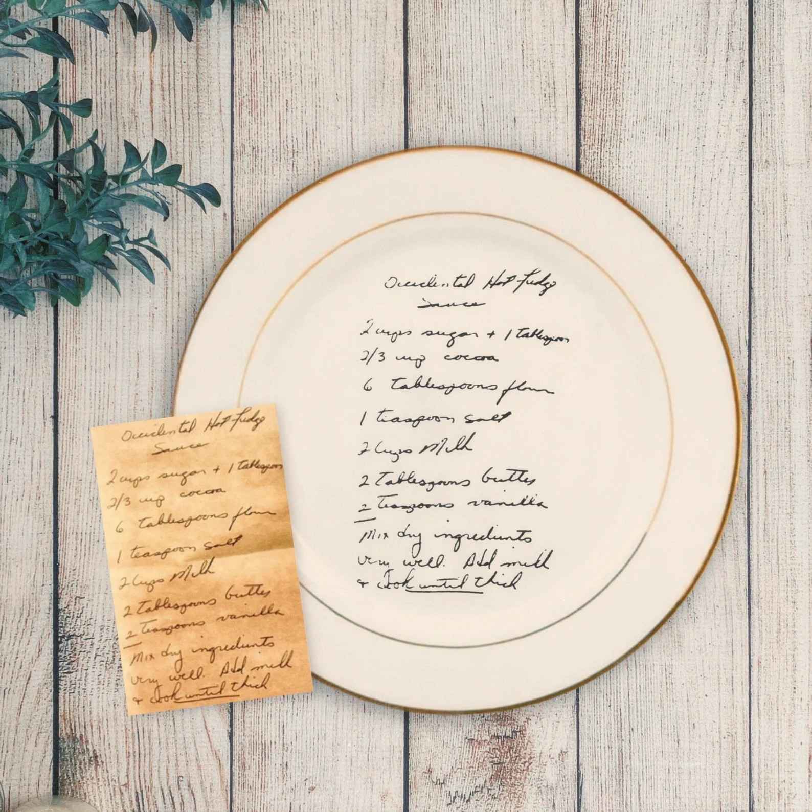 CERAMIC Handwritten Recipe Gold Trim Plate, Glass Personalized Recipe Plate, 8" or 10" Customized... | Etsy (US)