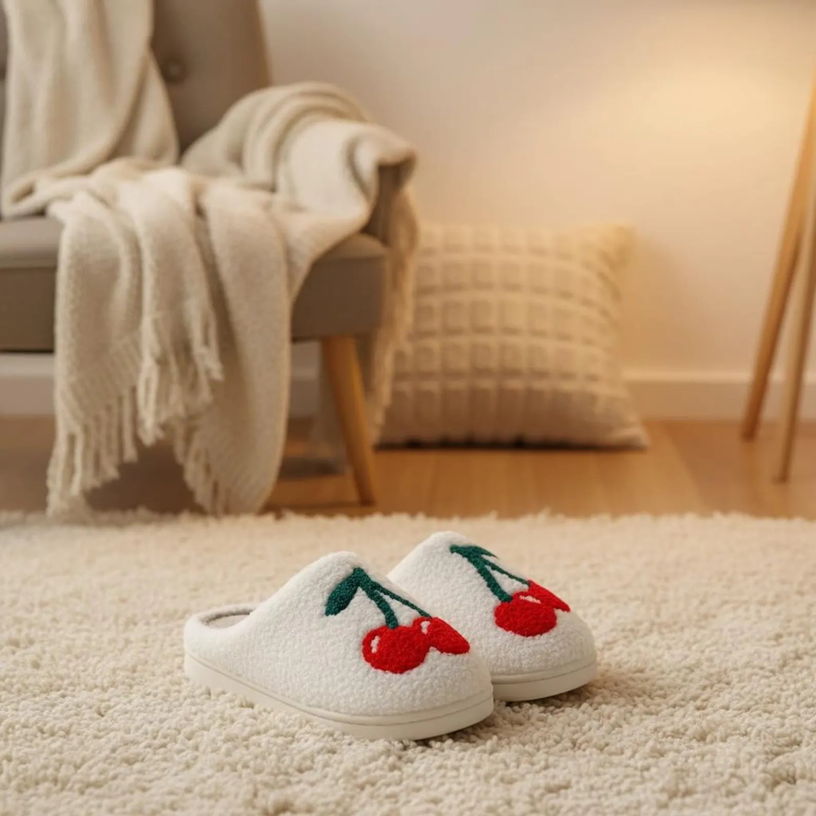 Cherry Cloud Slippers for Women – Cute Cherry Plush House Slippers – Cozy Fluffy Indoor Shoes... | Etsy (US)