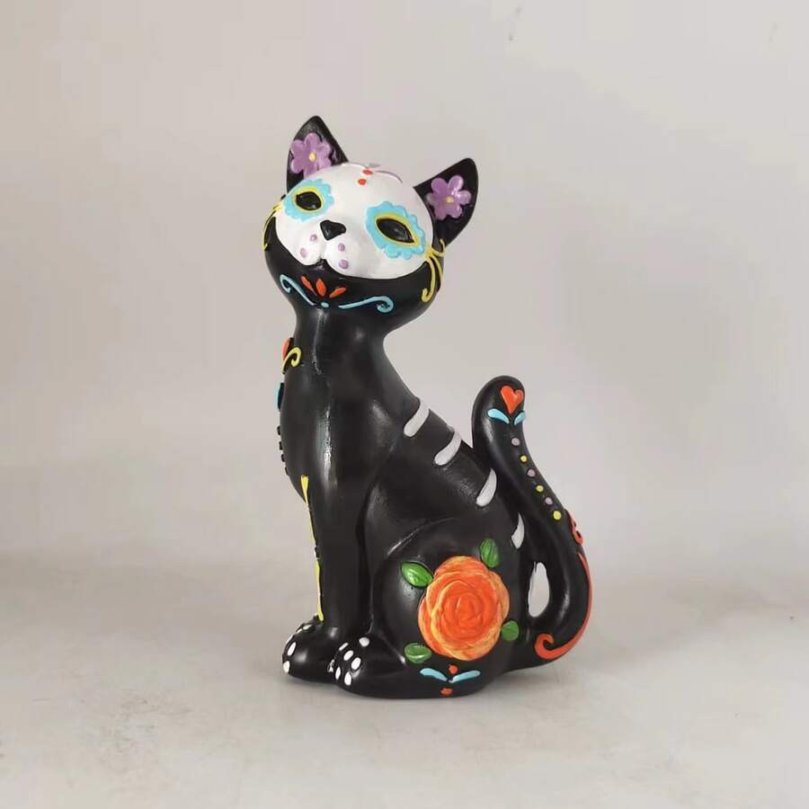 Halloween Gothic Skeleton Cat Statue, Resin-Decorated Small Statue For Home, Shelf, Halloween, Da... | SHEIN