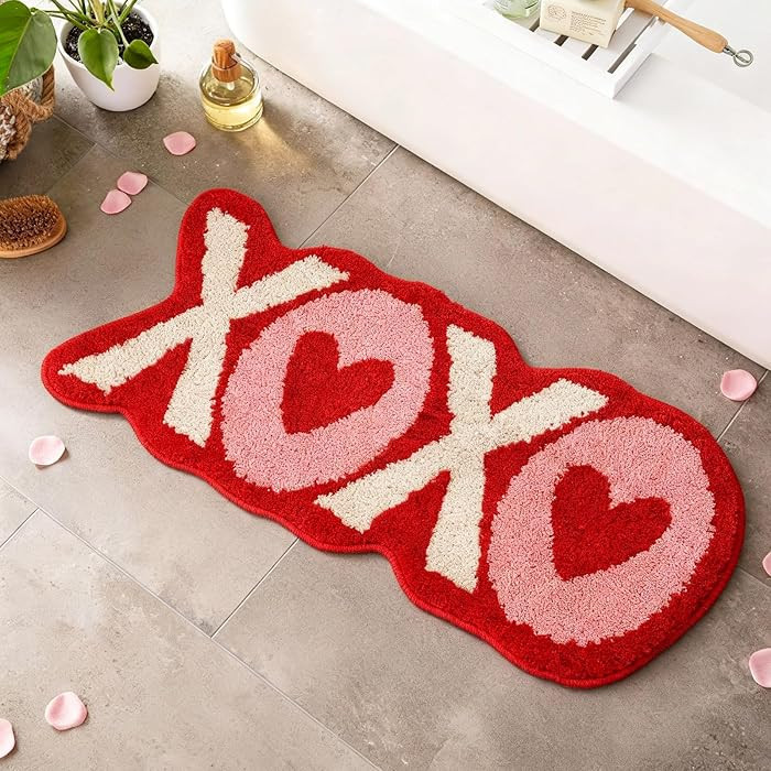Drydiet Valentine's Day Bathroom Rug Valentines XOXO Bath Rug 13.78 x 31.5 Inches Non Slip Water ... | Amazon (US)