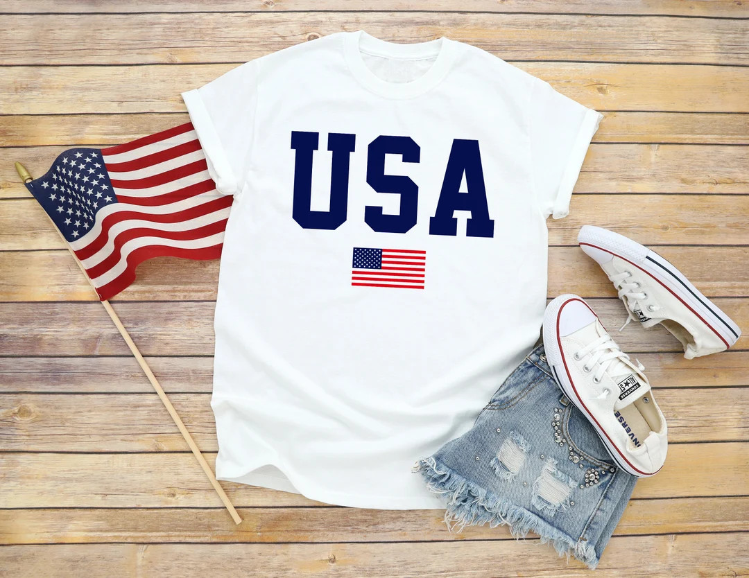 USA Tee USA Unisex T-shirt Patriotic Shirt USA Shirt America Merica Patriotic Red White and Blue ... | Etsy (US)