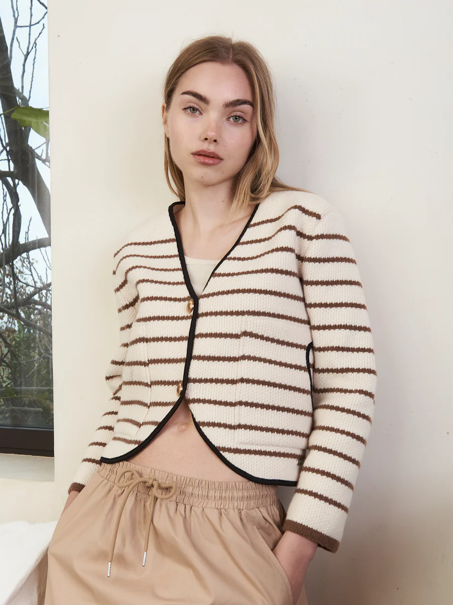 NED2 CARDIGAN BROWN | Jovonna London