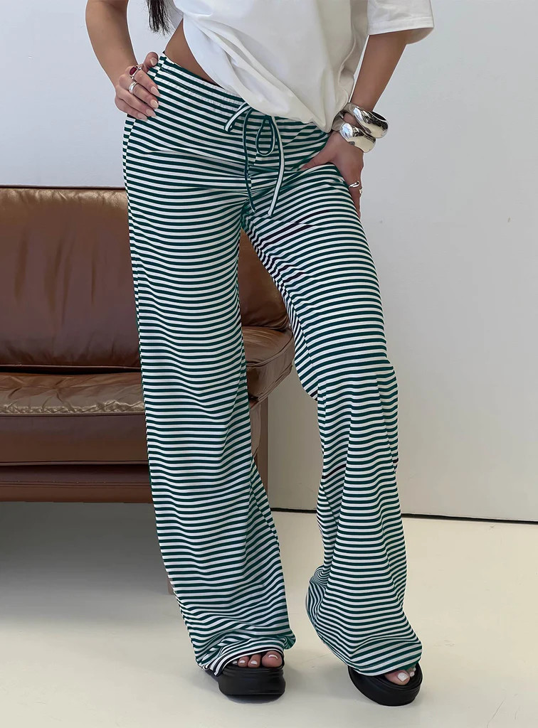 Alfreda Jersey Pants Navy Stripe | Princess Polly US