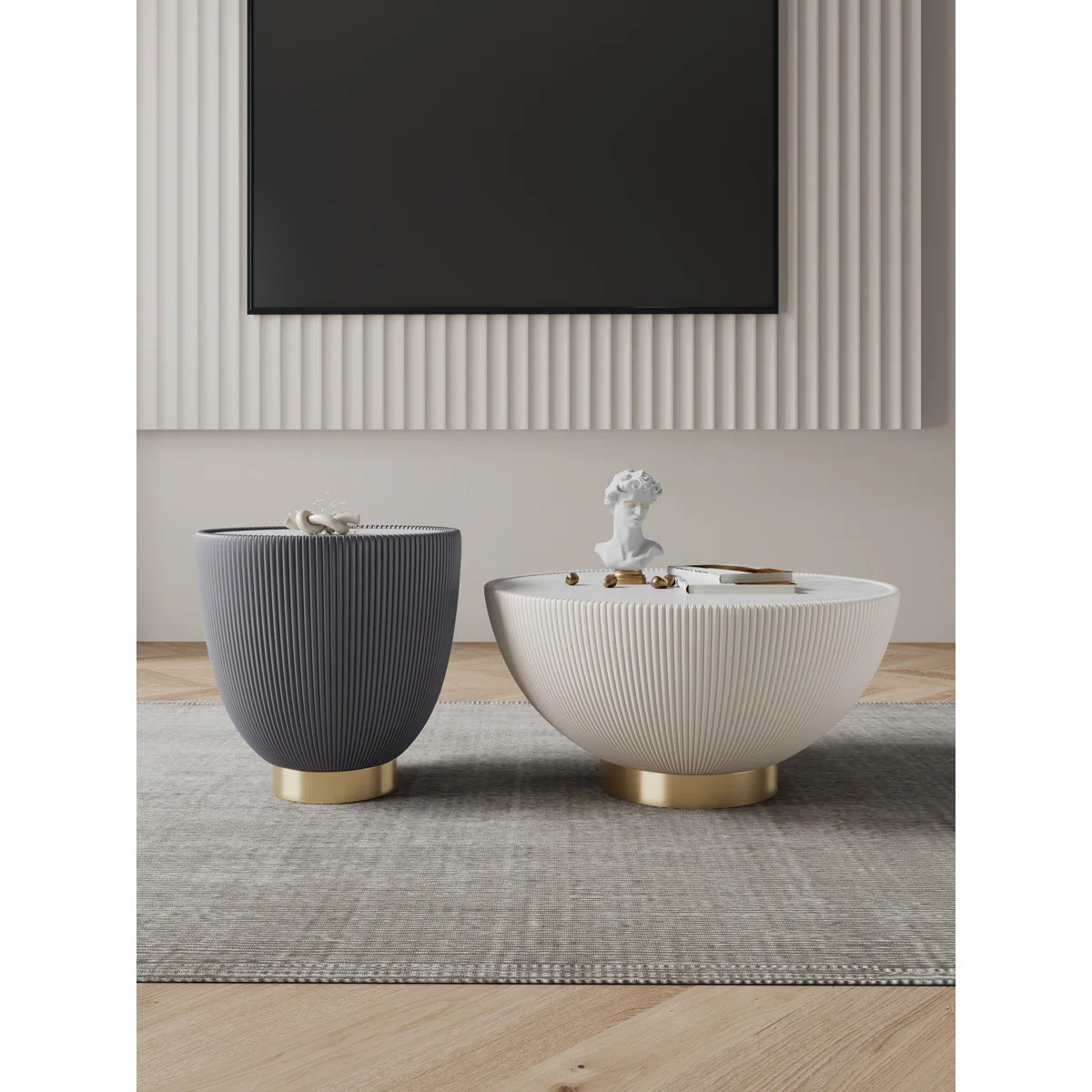 Anderson 2-Piece Modern Living Room Table Set with Vegan Leather Upholstered Stainless Steel Base... | Wayfair North America