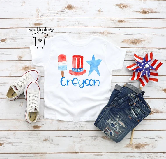 Personalized Fourth Of July Kids Shirt - Cute Patriotic Name Toddler Shirt - Personalized Custom ... | Etsy (US)