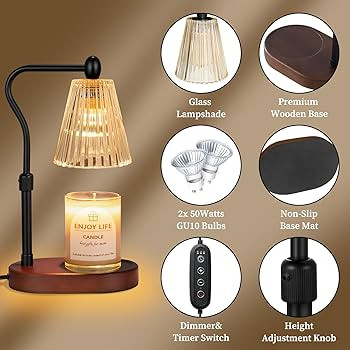 Candle Warmer Lamp with Timer Dimmer Adjustable Height,Mothers Day Gifts,Electric Wax Warmer Vint... | Amazon (US)