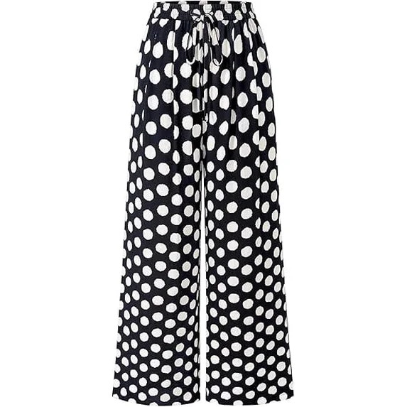 PRETTYGARDEN Womens Pants Elastic Waist Floral Lightweight Pants for Women Casual Wide Leg Pants ... | Walmart (US)