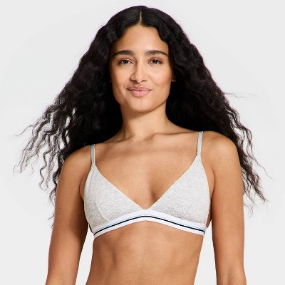 Women's Cotton Rib Triangle Bralette - Wild Fable™ Heather Gray S | Target