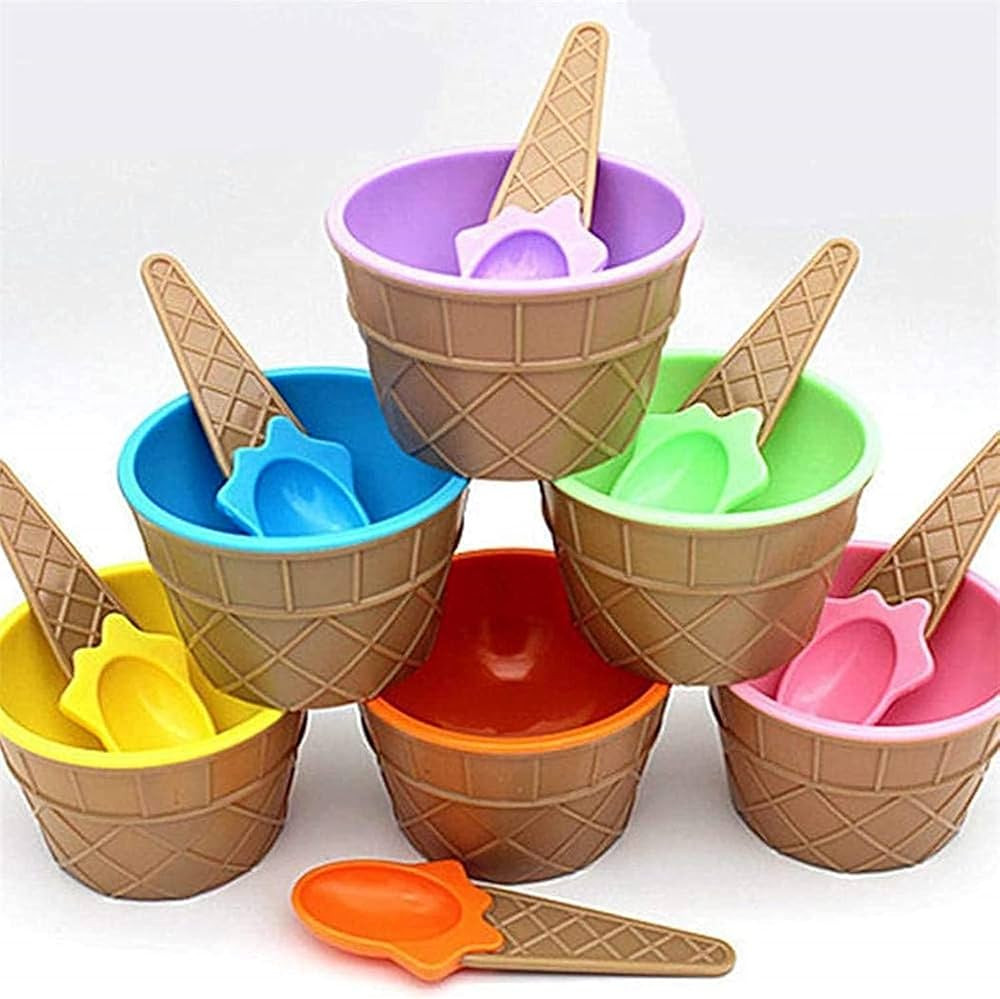 Amazon.com | Cartoon Candy Color Ice cream bowl with spoon- ice cream bowls for kids set candy co... | Amazon (US)