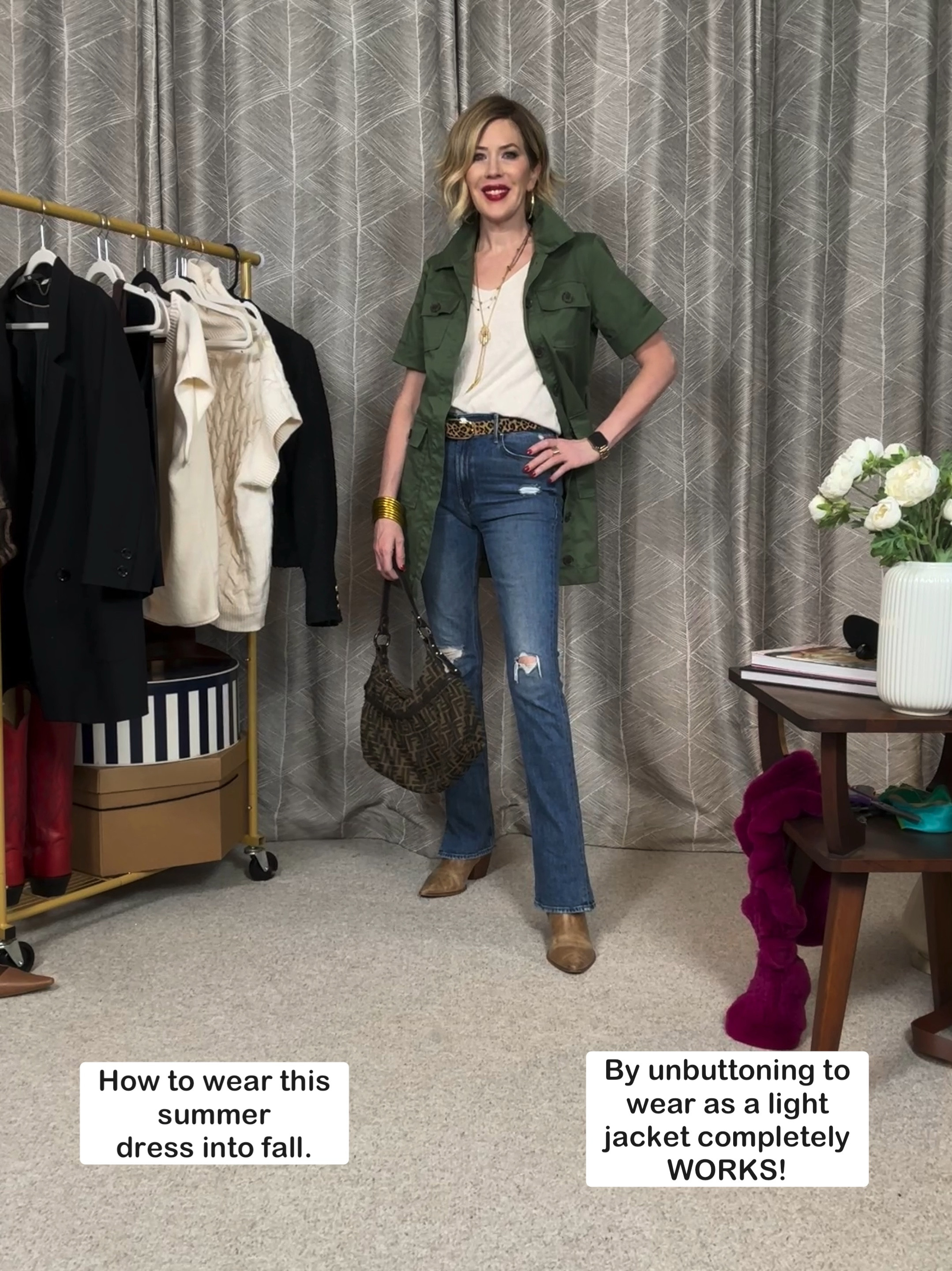 Who says a summer dress can’t take you into fall? This A-line summer cargo dress has been my go-to, but here’s the twist—why not unbutton it and wear it as a duster jacket? Sure, you could just throw on boots, but layering it with jeans and a tank takes it to a whole new level. So simple, so chic, and ready for those crisp fall days. Boots, jeans, tank—fall, here we come! 🍂✨ #FallBoots #Jeans FallOutfit #jackett

#LTKShoeCrush #LTKOver40 #LTKFallSale