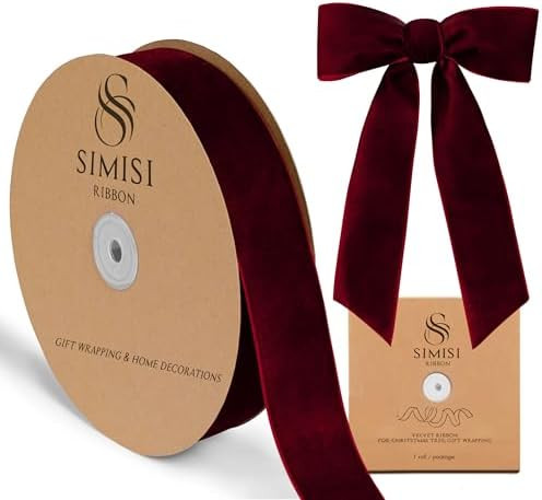 Burgundy Velvet Ribbon 1.5'' 25 Yards for Christmas Tree, Gift Wrapping, Flower Bouquet, Wreath D... | Amazon (US)