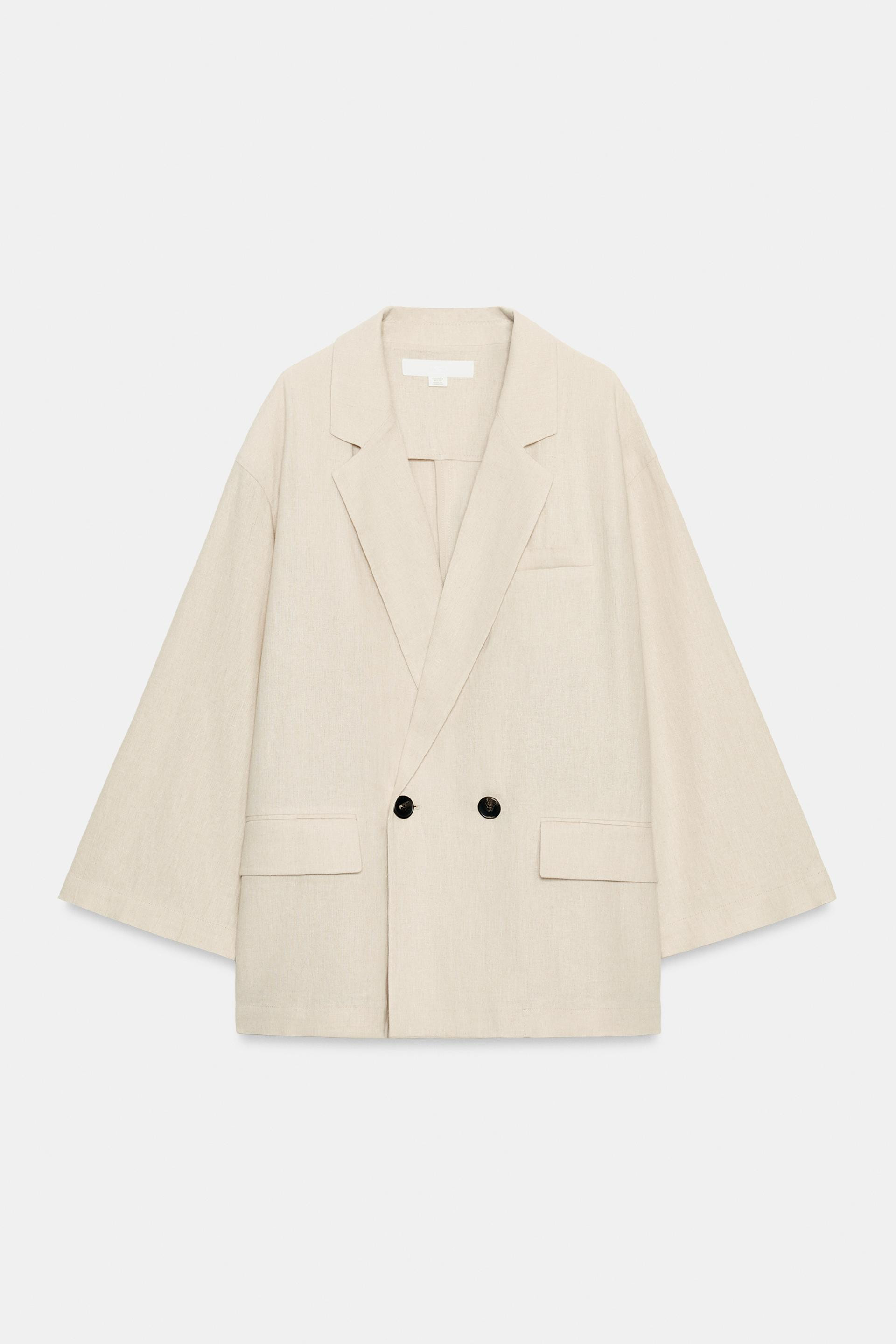DOUBLE-BREASTED LINEN BLEND BLAZER | Zara US