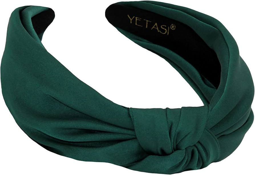 Satin Headbands for Women - Forest Green Knotted Headband made of Silk Quality Satin Fabric, Uniq... | Amazon (US)