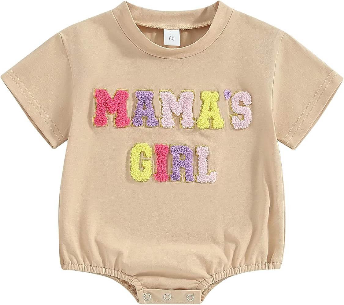 Fernvia Newborn Baby Girl Summer Outfit Short Sleeve Bubble Romper Bodysuits Embroidery Sweatshir... | Amazon (US)