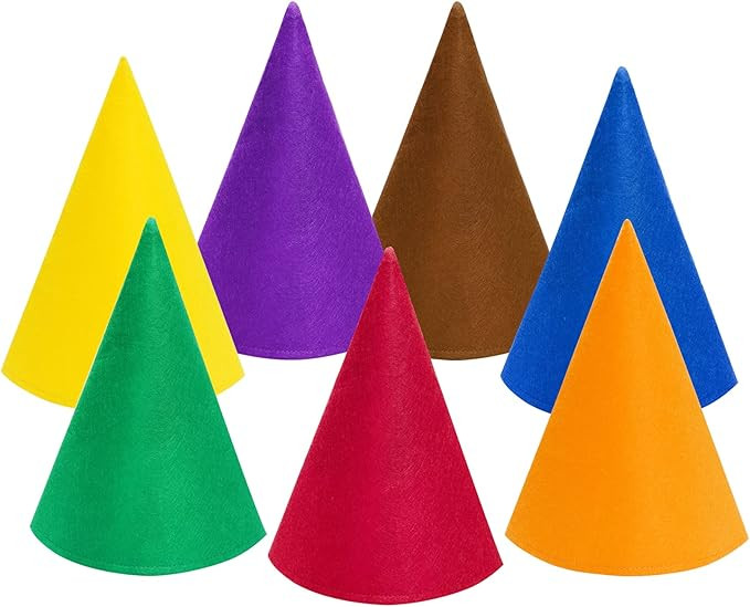 7 Packs Christmas Gnome Hats, Felt Cone Dwarf Hats for Unisex Adults Teens Elf Hat for Halloween ... | Amazon (US)