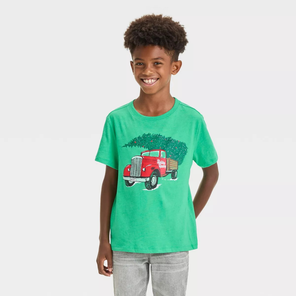Boys' Short Sleeve 'Christmas Truck' Graphic T-Shirt - Cat & Jack™ Green | Target