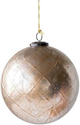 Creative Co-Op Silver Checkered Ball Glass Ornaments | Amazon (US)